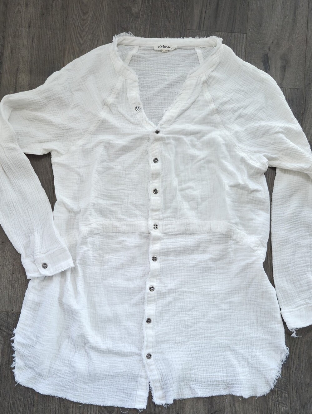 Oli & Hali White Gauze Button-Front Tunic